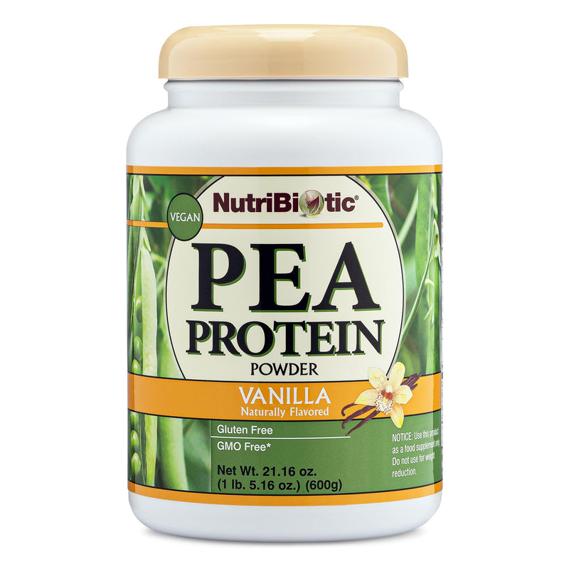 NutriBiotic Pea Protein Vanilla 21 Oz | Low Carb Vegan Plant Protein Powder | 100% Grown & Processed in the USA | Deliciously Creamy & BCAA-Rich | Made without Chemicals, GMOs & Gluten | Keto Friendly 1.31 Pound (Pack of 1) - BeesActive Australia
