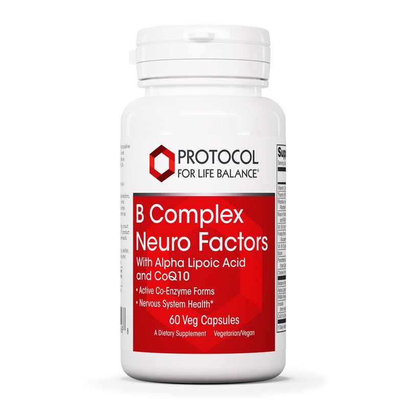 PROTOCOL FOR LIFE BALANCE B Complex Neuro Factors, with CoQ10, 60 Veg Caps | Contains Vitamin C, and with Alpha-Lipoic Acid, CoQ10, and More