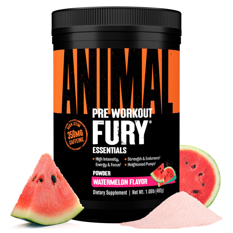 Animal Fury Pre Workout Powder Supplement for Energy and Focus 5g BCAA 350mg Caffeine Nitric Oxide Without Creatine Powerful Stimulant for Bodybuilders, Watermelon 30 Servings (Pack of 1)
