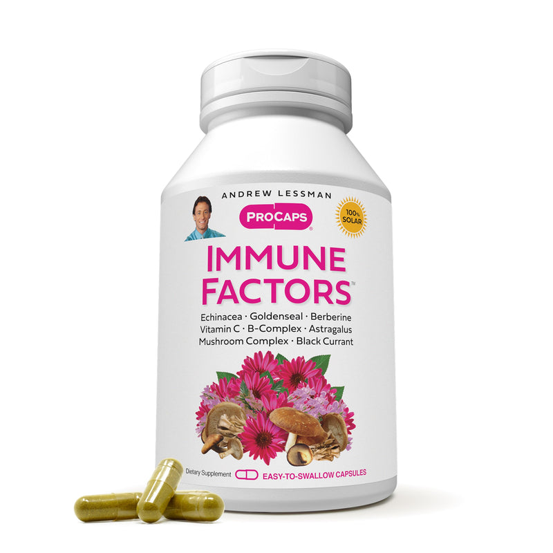 ANDREW LESSMAN Immune Factors 60 Capsules - Echinacea, Goldenseal, Vitamin C, Astragalus, Berberine, Mushroom Blend, Black Currant. Supports and Promotes Immune System and Natural Defenses | A comprehensive blend of botanicals, mushrooms and nutrients ...