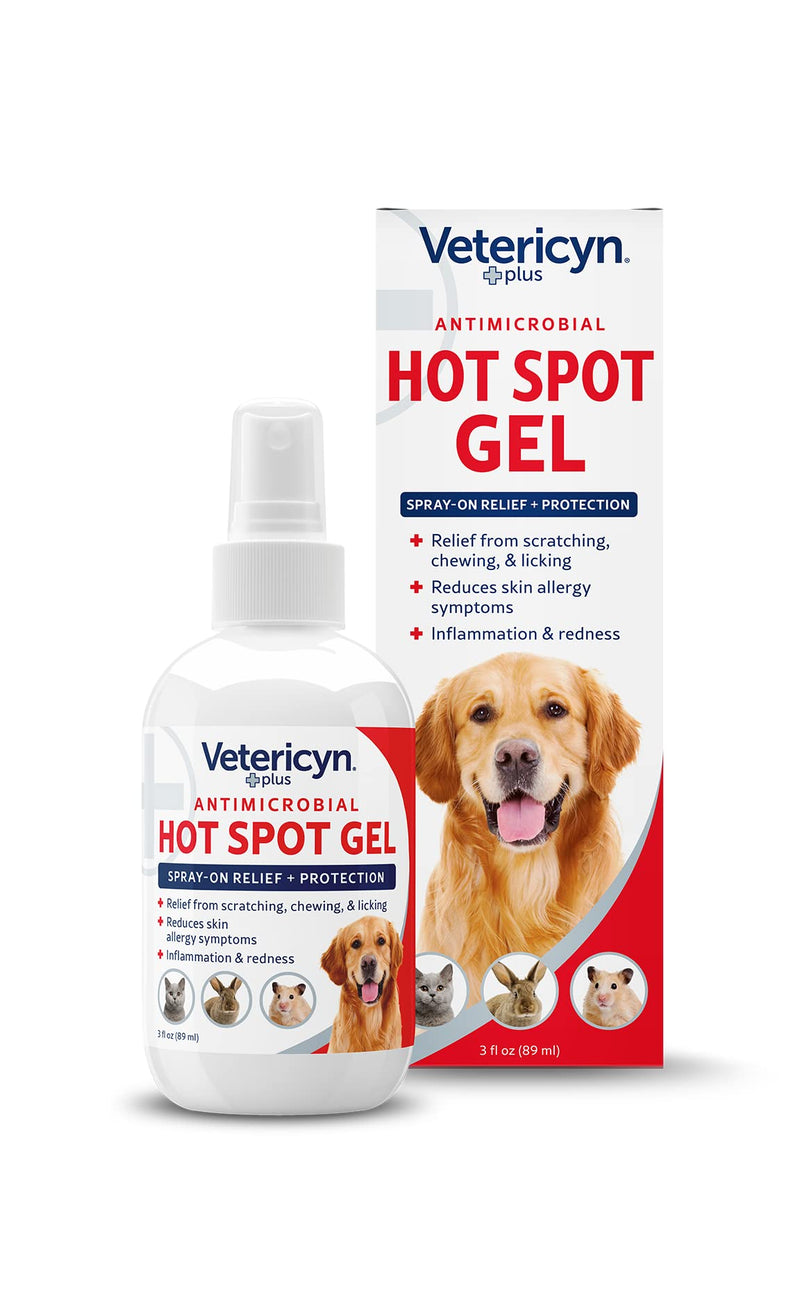 Vetericyn Plus Dog Hot Spot Gel | Spray-On Hot Spot Care for Dogs, Relieves Dog Itchy Skin and Allergy Symptoms, Helps with Skin Inflammation and Redness, Safe for All Animals. 3 ounces - PawsPlanet Australia