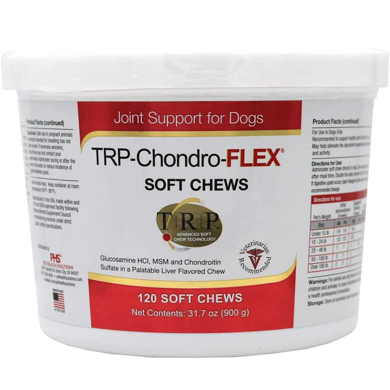 PHS TRP-Chondro-Flex Joint Support Supplement for Dogs - Glucosamine, MSM, Chondroitin - Hip and Joint Pain Relief and Support - Made in USA - 120 Soft Chews - BeesActive Australia