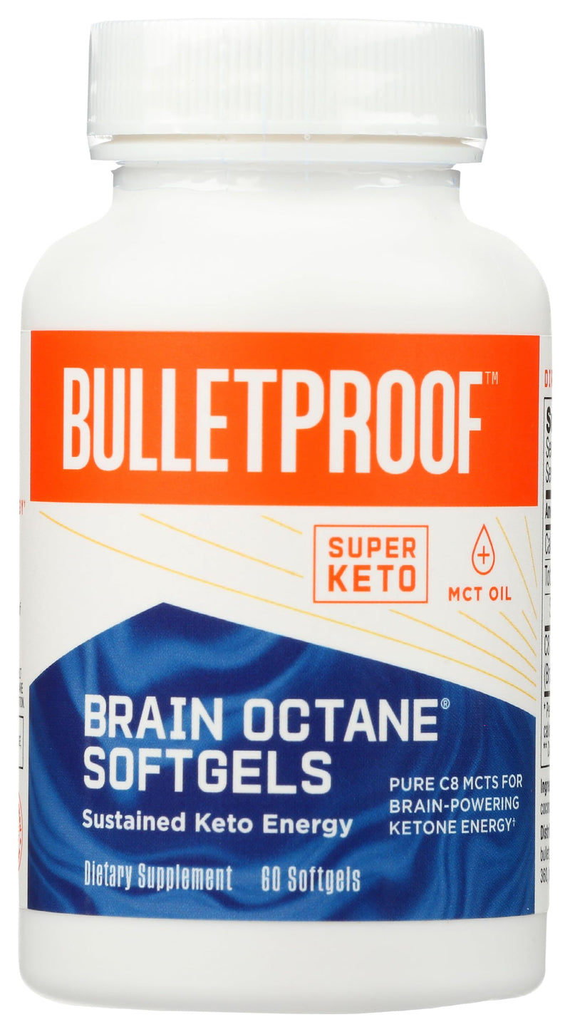 Bulletproof Brain Octane Softgels, 60 Count - 100% Pure C8 from Coconut | Pure C8 MCT Oil for Sustained Energy 60 Count (Pack of 1)