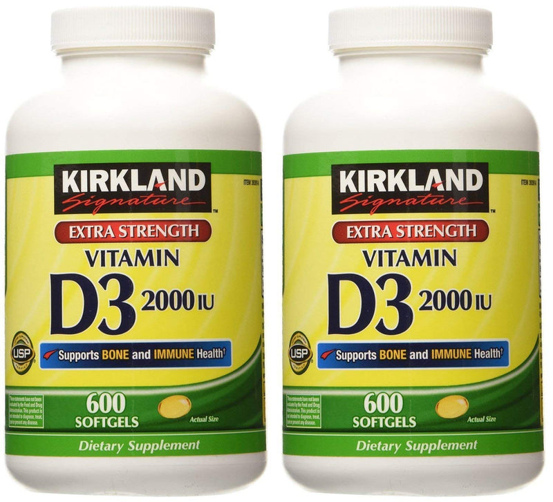 Kirkland Signature Extra Strength D3 50 mcg., 600 Softgels (2 Pack) 1200 Count (Pack of 1)