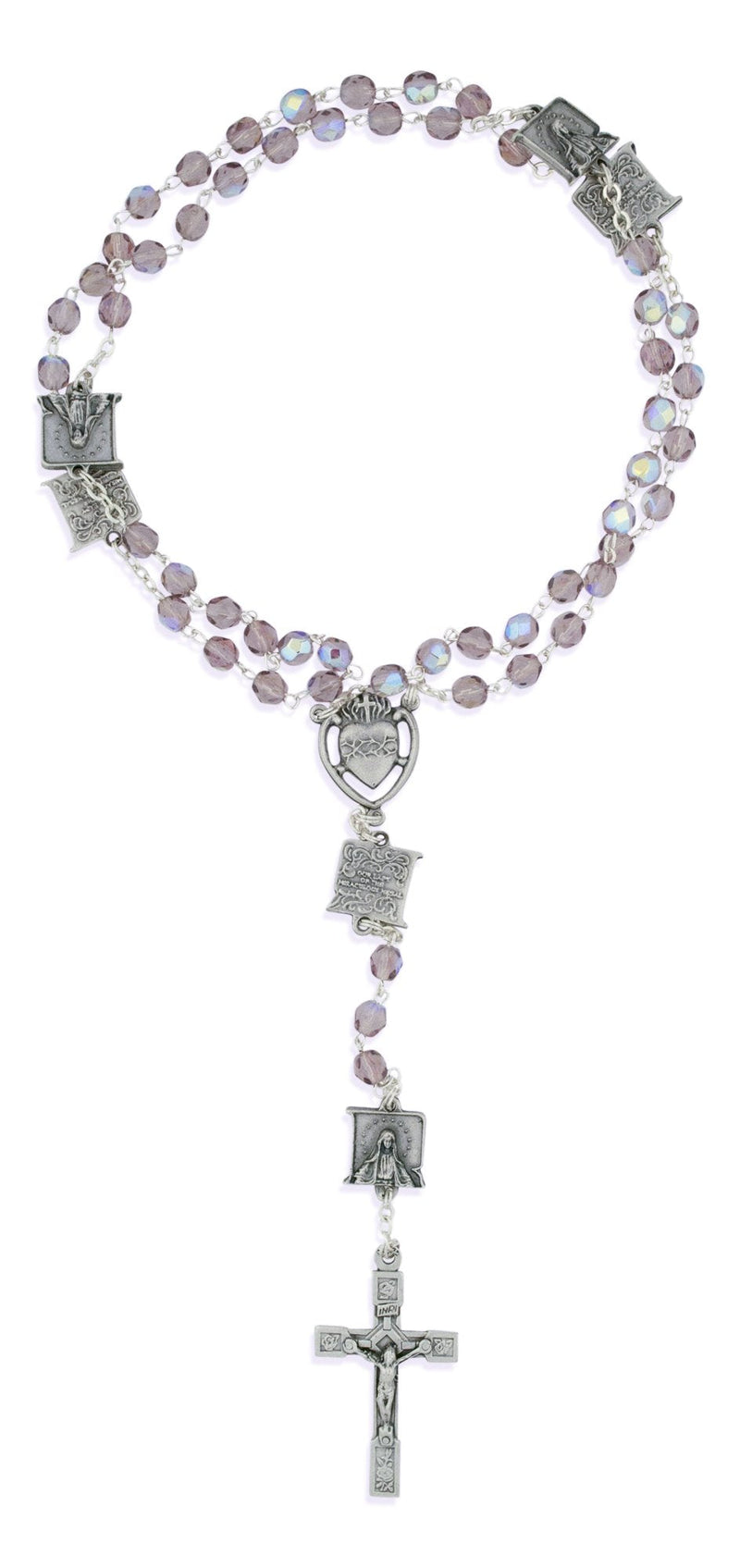 Vatican Imports Our Lady of Lourdes Crystal Rosary - Made in Italy Amethyst - BeesActive Australia