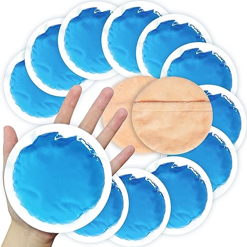 Soft Ice Pack/Small Ice Packs for Injuries Reusable, Small Round Gel Hot & Cold Compress (12 Pack) for Pain Relief, Toothache, Surgery Recovery - Soothing Gel with Sleeve - Blue 12 Count (Pack of 1) 12.0