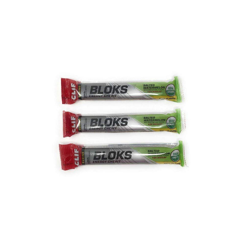 Clif Shot Bloks - Salted Watermelon - Energy Chews (3 x 2.1oz Bars) - BeesActive Australia