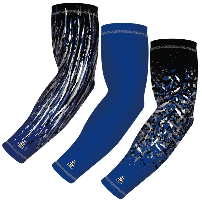 B-Driven Sports Compression Arm Sleeves | UV Arm Sleeves for Men Women & Youth | Sports Sun Protection Circulation | 3 Count Small/Medium Blue Royal - BeesActive Australia