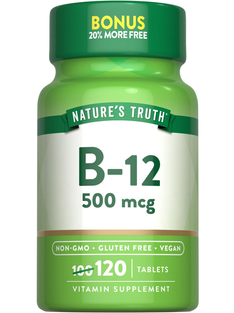 Nature's Truth B12 Vitamin | 500 mcg | 120 Tablets | Vegan, Non-GMO & Gluten Free Supplement 120 Count (Pack of 1)