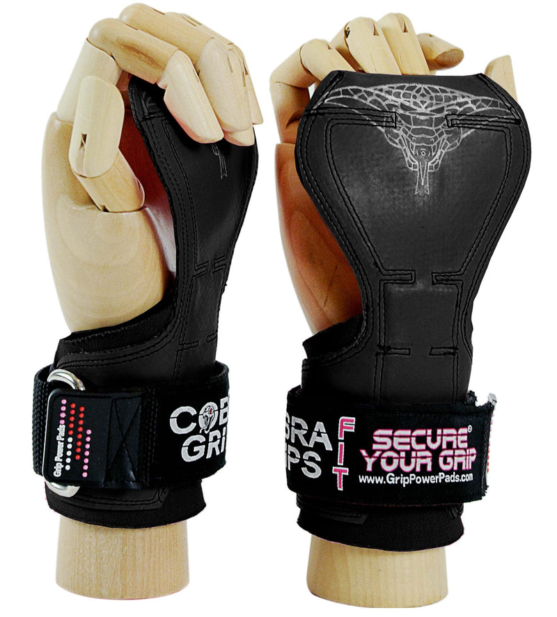 Cobra Grips FIT for Ladies! Weight Lifting Gloves Heavy Duty Straps Alternative to Power Lifting Hooks for Deadlifts with Built in Adjustable Neoprene Padded Wrist Wrap Support. (Women Black Rubber) - BeesActive Australia