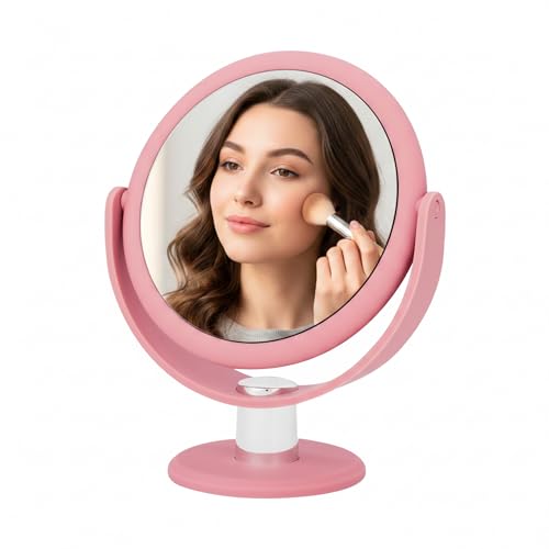 Danielle Creations Soft Touch Held Vanity 10 Times Magnifying Mirror, Blush Pink Blush Pink & Chrome 10 x