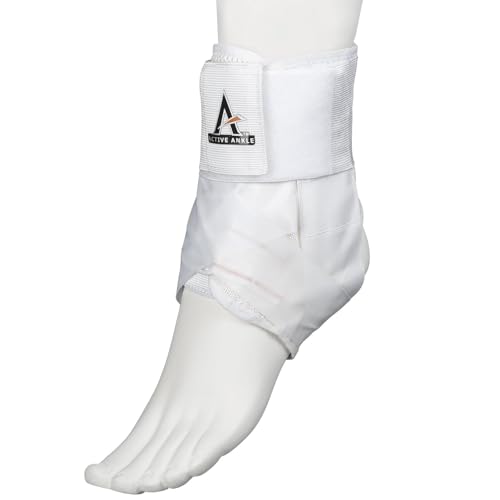 Active Ankle AS1 Pro Lace Up Ankle Brace, White Ankle Support with Laces for Men & Women, Protection & Sprain Support for Volleyball, Rugby, Basketball, Low Profile, White, Medium