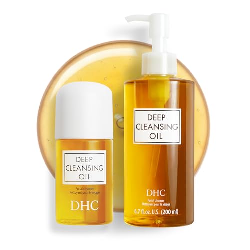 DHC Deep Cleansing Oil, Makeup Remover, Gentle Oil Cleanser, 6.7oz + 1oz Unscented 7.7 Fl Oz (Pack of 2)