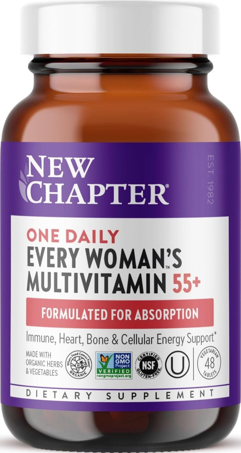 New Chapter Every Woman's One Daily 55+ Multivitamin, 48 Tablets | Supports Immune, Bone, and Vision Health, Gentle on the Stomach, Non-GMO, Gluten Free, Dairy Free, Vegetarian, and Kosher 48 Count (Pack of 1)
