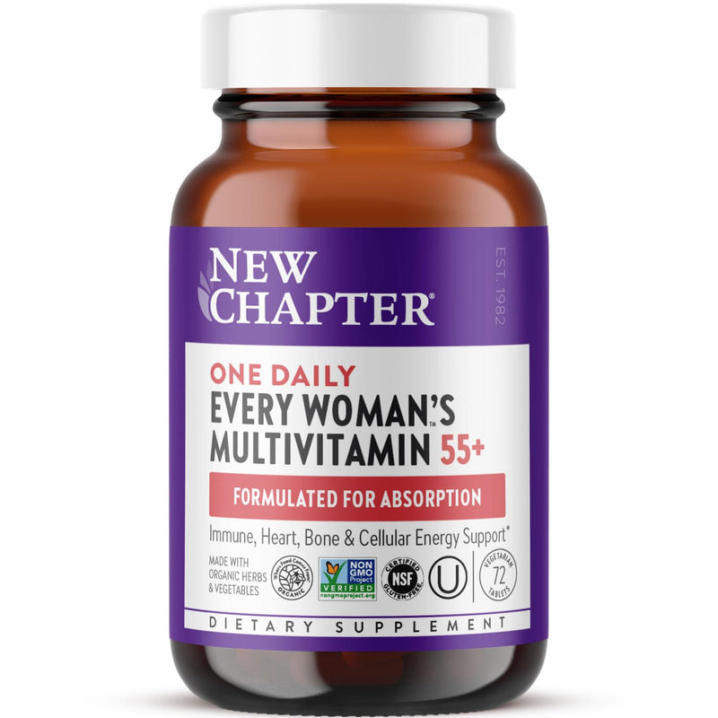 New Chapter Women's Multivitamin 50 Plus for Cellular Energy, Heart & Immune Support with 20+ Nutrients + Astaxanthin - Every Woman's One Daily 55+, Gentle on The Stomach, 72 Count 72 Count (Pack of 1)