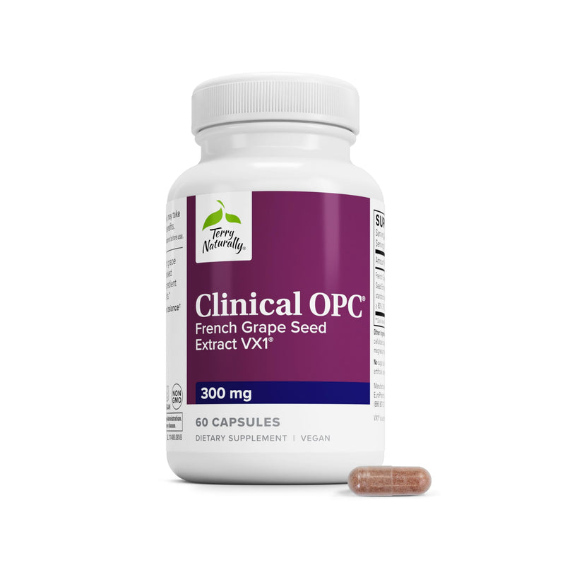 Terry Naturally Clinical OPC 300mg - Heart & Immune Support - 60 Count | French Grape Seed VX1, Clinical OPC. Cardiovascular, Immune and Cellular Health Support. 60 softgels. 60 Count (Pack of 1)