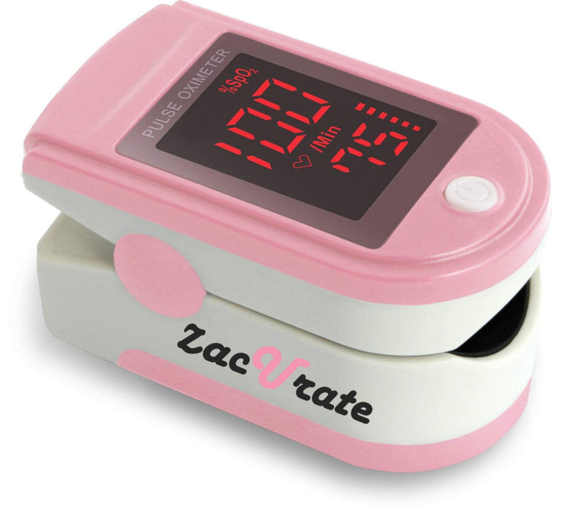 Zacurate Pro Series 500DL Fingertip Pulse Oximeter Blood Oxygen Saturation Monitor with Silicone Cover, Batteries and Lanyard (Blushing Pink) Blushing Pink