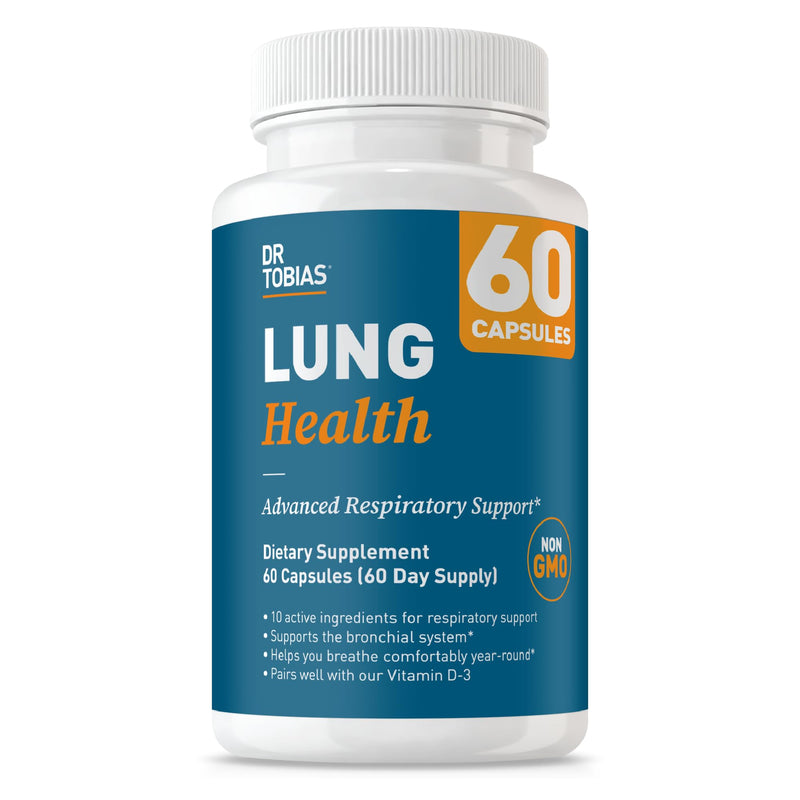 Dr. Tobias Lung Health Respiratory Support 60 Capsules | Lung Supplement | Lung Cleanse, Bronchial & Immune Support | Vitamin C + Butterbur + Quercetin + Bromelain | 60 Servings 60 Count (Pack of 1)
