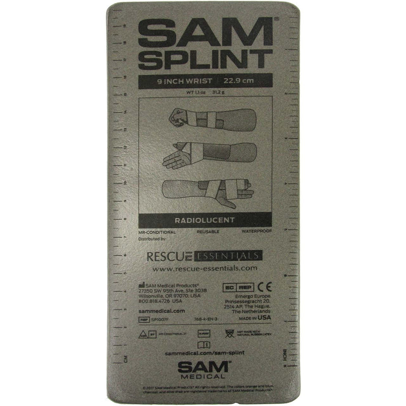 SAM Medical SAM Splint Small Flat Fold 9" x 4.25" - Moldable Aluminum Foam Splint for Fractures, Sprains & Strains, Charcoal Gray - 1 Count