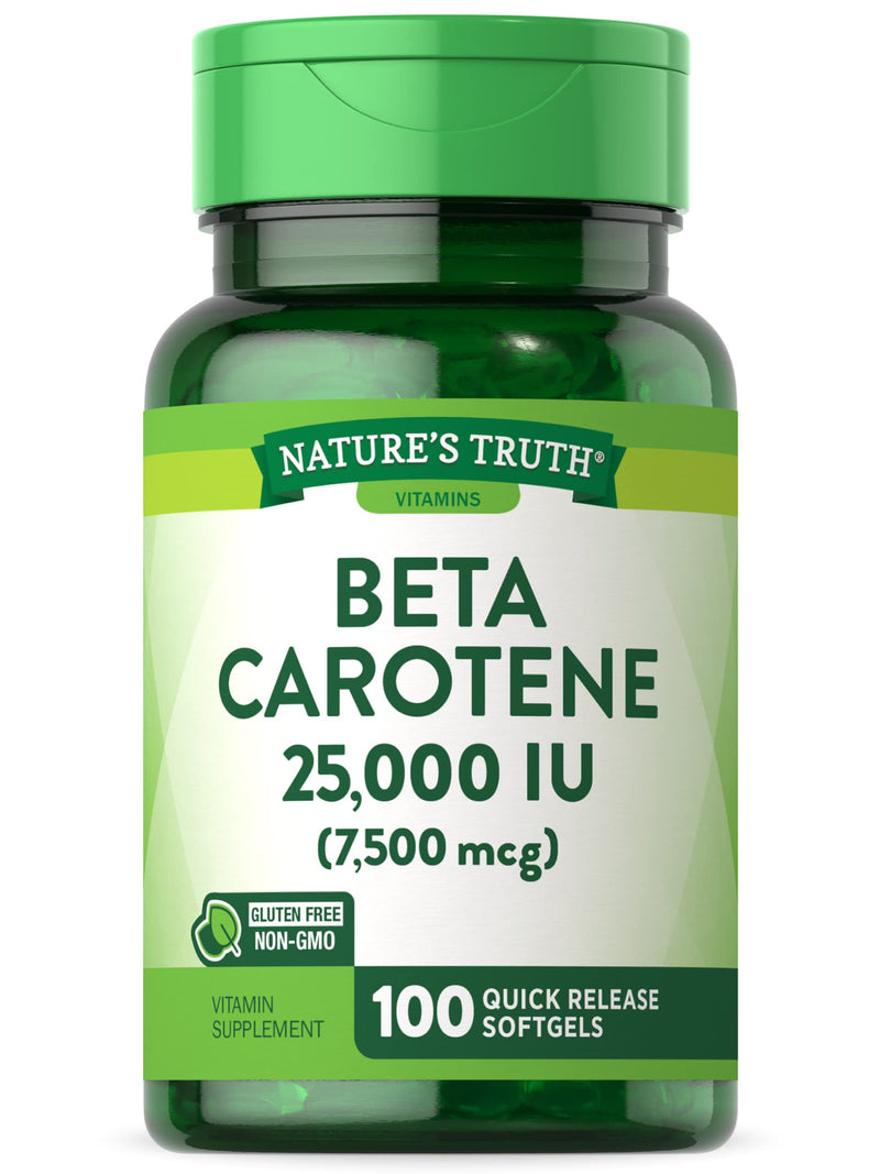 Beta Carotene 25000 IU Softgels | 100 Count | Vitamin A Supplement | Non-GMO and Gluten Free Supplement | by Nature's Truth - BeesActive Australia