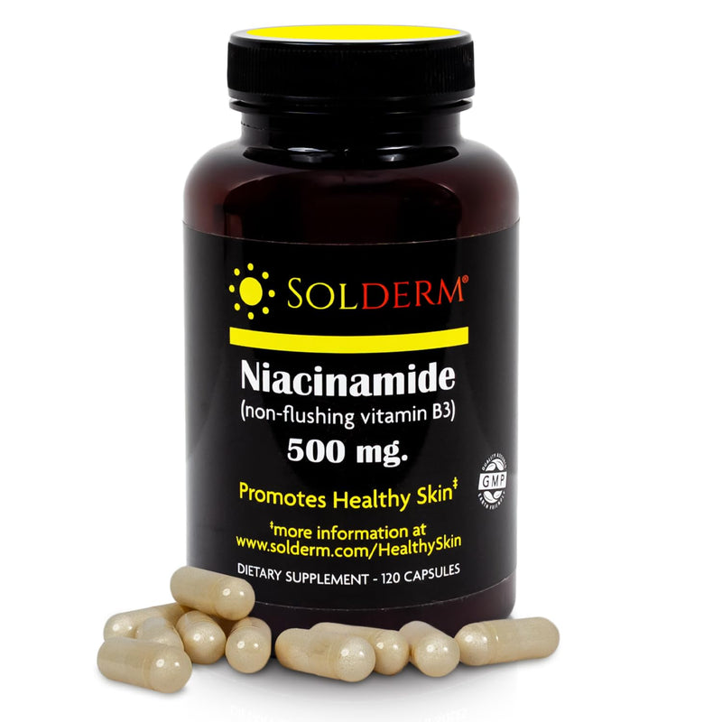 Niacinamide Non-Flushing Vitamin B3 Supplement | Vegetarian and Gluten-Free Vitamin Niacinamide Tablets with Vegetable Cellulose Casings | Promotes Healthy Skin | 120 Capsules | 500mg | Vegetarian and Gluten-Free, Vitamin Niacinamide Tablets, Vegetable...