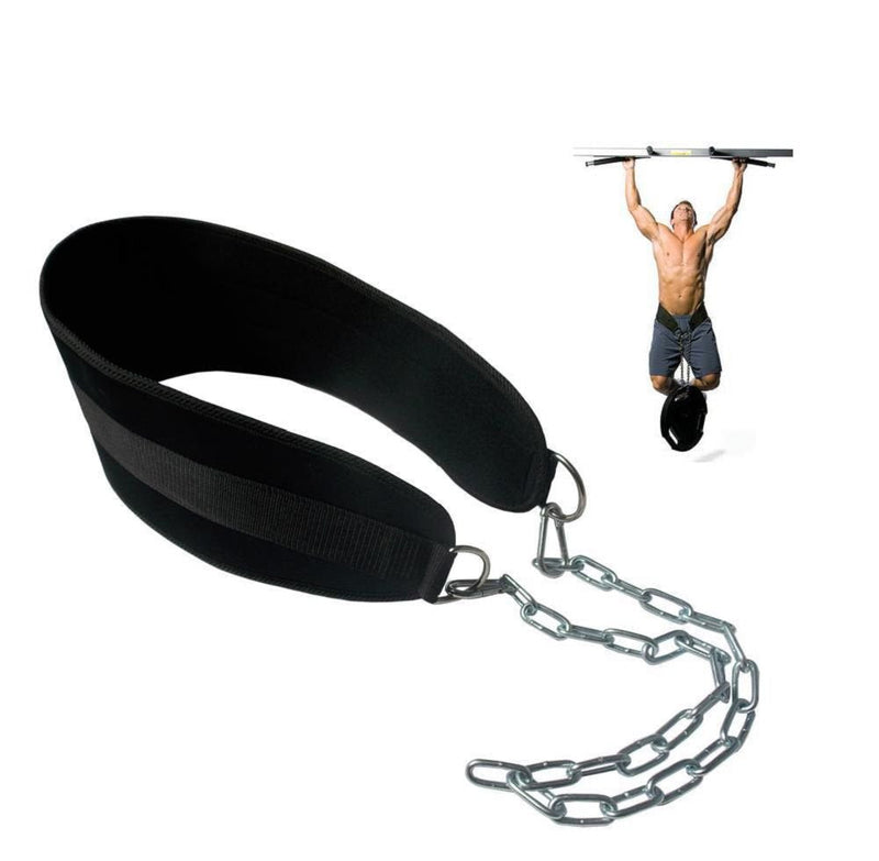 HemeraPhit Pull-up Belt Weighted Dip Belt with Chain Double D-ring Weightlifting Back Support Strap Home Gym Equipment Waist Belt - BeesActive Australia