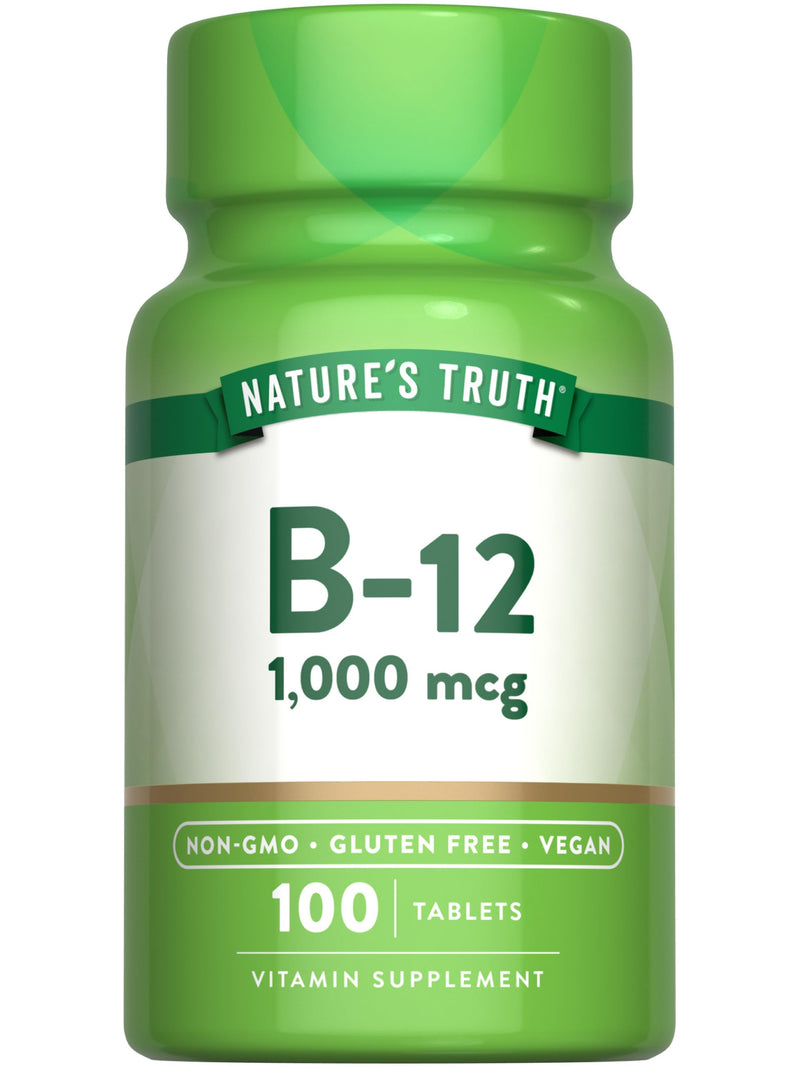 Nature's Truth Vitamin B12 1000 mcg Tablets | 100 Count | for Men & Women | Vegan, Non-GMO & Gluten Free Supplement