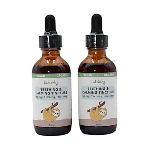 Balm Baby Natural & Organic Baby Teething & Calming Tincture - Calms, Soothes Gums and Discomfort – Vegan - Glass Bottle with Glass Dropper (2-PK) 2 Fl Oz (Pack of 2) Sweet Glycerin