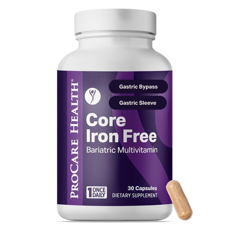 Core Iron Free Bariatric Multivitamin | Capsule | 30ct | Bariatric Vitamins for Gastric Sleeve & Gastric Bypass, Bariatric Multivitamin Without Iron, Fast Dissolving Veggie Capsules