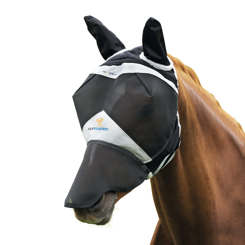 Shires Horse Fine Mesh Fly Mask with Ears and Nose Black Extra Full - BeesActive Australia