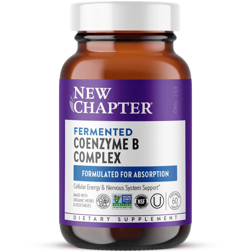 New Chapter Fermented Coenzyme B Complex, 60 Count | Rich in Vitamin B12, Vitamin B6, and Biotin for Cellular Energy, Brain and Beauty Support, Made with Organic Herbs, One Daily 60 Count (Pack of 1)