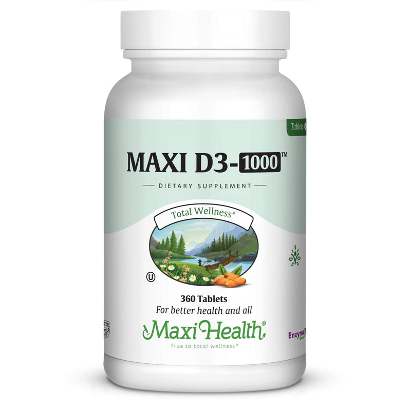 Maxi-Health Vitamin D3 1000 IU - for Healthy Muscle Function, Bone Health and Immune Support – 360 Tablets – Best Kosher Supplement for Adults | Kosher | Vitamin D Immune Support Supplement | Calcium Absorption, Bone, Teeth & Muscle Support | Non-GMO |...
