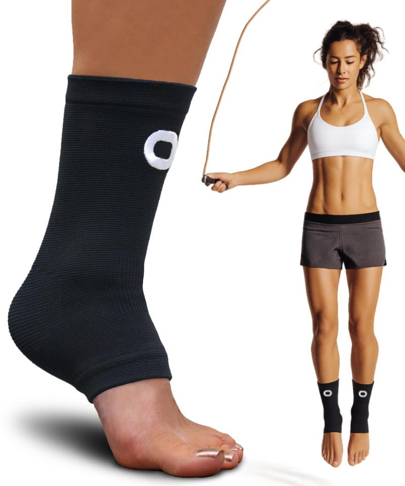 Ankle Compression Sleeve for Women & Men (Pair) – Ankle Brace for Sprain, Swelling, Achilles Tendon – Ankle Support Open Toe Plantar Fasciitis Socks for Foot Arch Support & Pain Relief Medium (Men's 7-10 / Women's 8-11) Black - BeesActive Australia