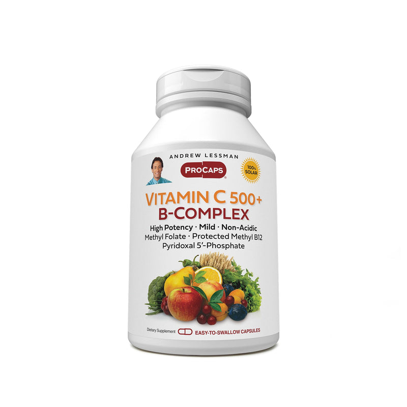 ANDREW LESSMAN Vitamin C 500 Plus B-Complex 60 Capsules - Non-Acidic Vitamin C Plus Citrus Bioflavonoids for Immune System and Anti-Oxidant Support. Easy-to-Swallow Capsules. No Additives | Buffered Vitamin C Complex, Calcium Ascorbate & Ascorbyl Palmi...