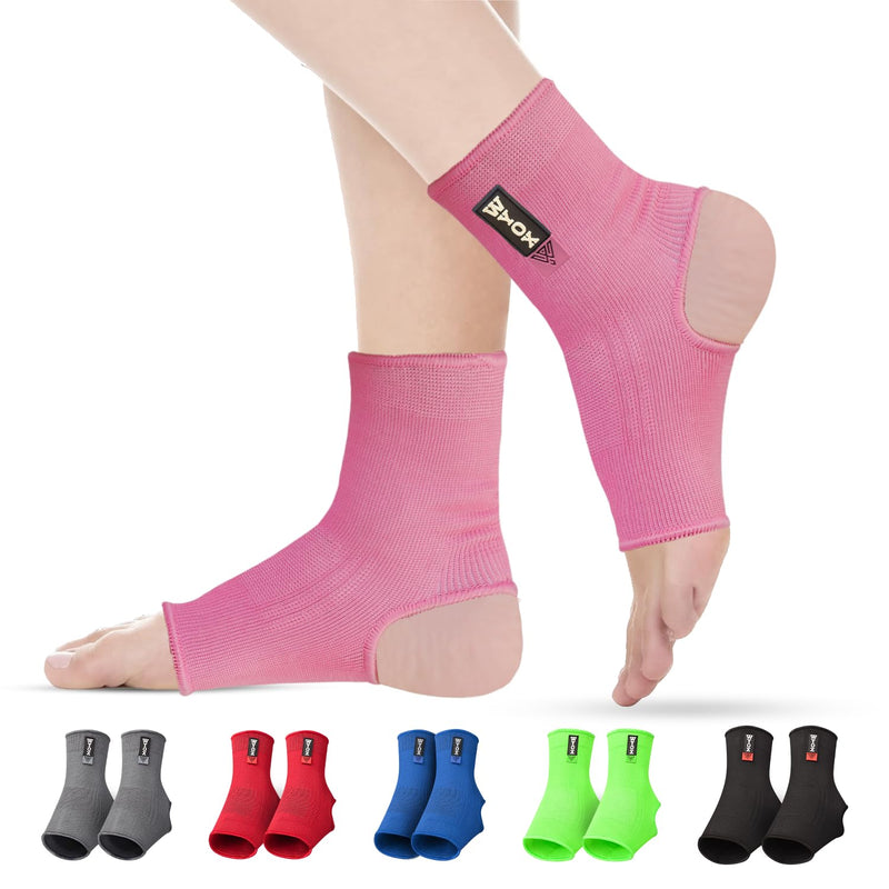 WYOX Ankle Compression Sleeve Support Brace for Men & Women, Running, Gym, Basketball, Cycling, Martial Arts, Kickboxing & Sports Stabilizer Compression Ankle Socks for Training & Recovery Pink S / M (Women 4.0 - 6.5/ Men 3.0 - 5.5) - BeesActive Australia
