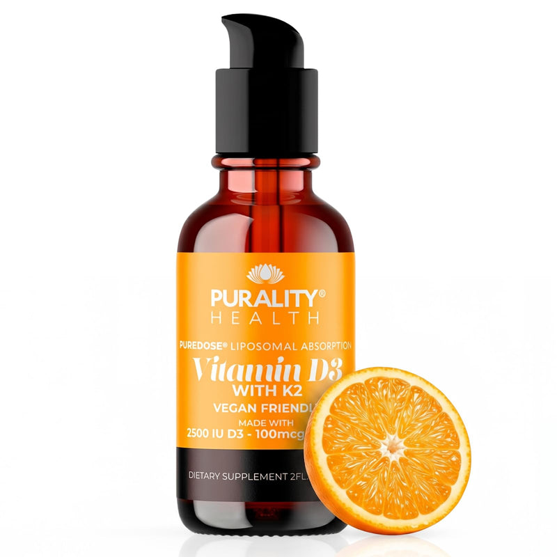 Purality Health Liposomal Vitamin D3, K2 Drops for Bone Strength - 2 Fl oz | Micelle Enhanced Absorption Liquid Technology | Immune & Heart Support | Vegan, Non-GMO, Gluten Free | 30 Days Supply