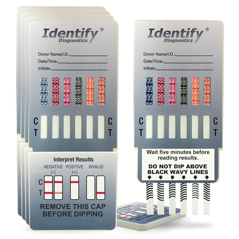 Identify Diagnostics Drug Test Cards | 5 Pack | 12 Panel CLIA Waived Instant Urine Marijuana Drug Test Dip Kit for AMP,BAR,BUP,BZO,COC,MDMA,MET,MOP|OPI,MTD,OXY,PCP,THC - BeesActive Australia