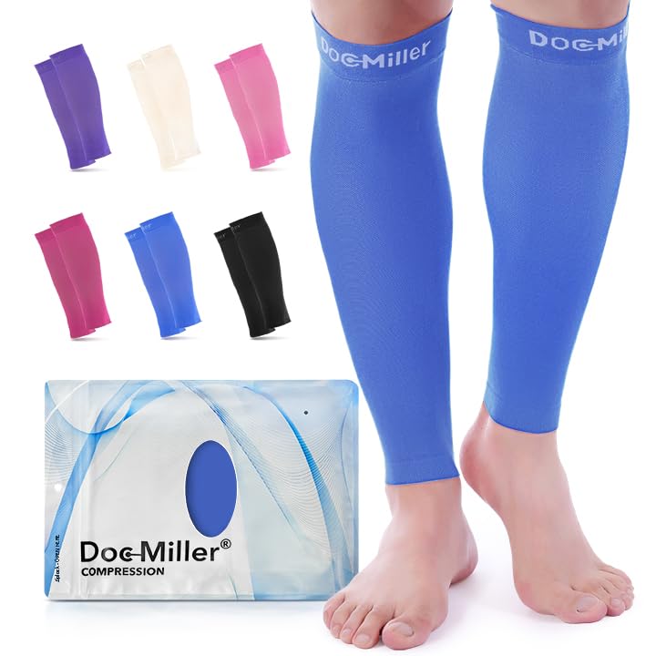 Doc Miller Compression Calf Sleeve for Men & Women, Premium Medical Grade, 15-20mmHg Graduated Support for Running, Calf Tear, Shin Splints, Knee High, Calf Sleeves, 1 Pair Blue Small - BeesActive Australia