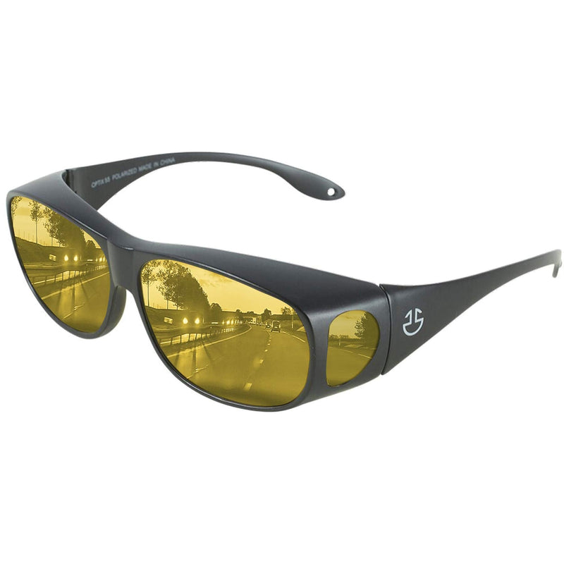 Optix 55 Fit Over HD Day/Night Driving Glasses Wraparound Sunglasses for Men, Women - Anti Glare Polarized Wraparounds Night Vision Black - BeesActive Australia