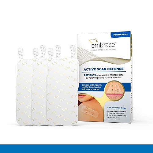 Embrace Active Scar Defense for New Scars, FDA-Cleared Medical-Grade Silicone Scar Sheets for Hypertrophic & Keloid Scar Treatment, 4.7 Inch, Large, 30-Day Supply Large, 4.7in (30 Day Supply)