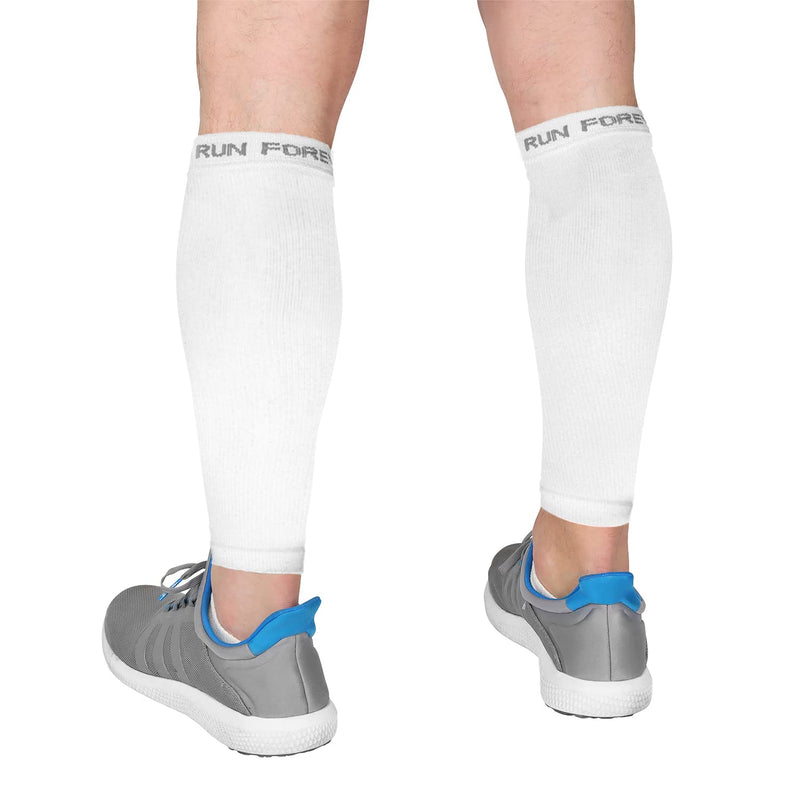 Run Forever Calf Compression Sleeves for Men and Women - Leg Compression Sleeve - Footless Compression Socks for runners X-Large White - BeesActive Australia