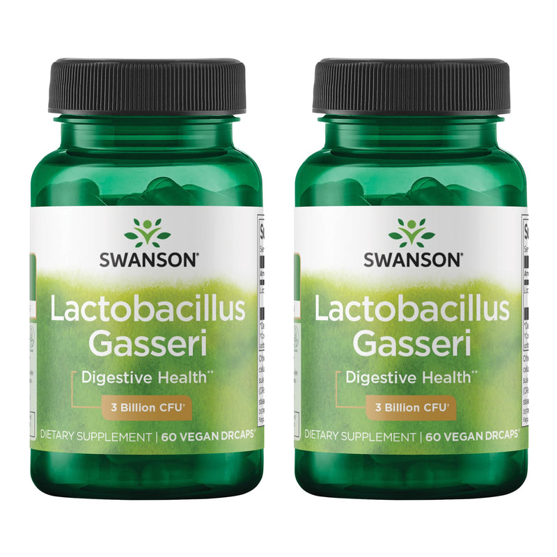Swanson Lactobacillus Gasseri Probiotic, 3 Billion CFU, 60 Veg Caps, 2 Pk | For Adults Seeking Digestive and Metabolic Support, a Lactic Acid-Producing Bacterium, Acid-Resistant with No Refrigeration