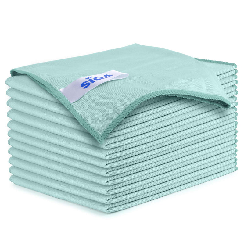MR.SIGA Ultra Fine Microfiber Cloths for Glass, Pack of 12, 35 x 40cm 13.7" x 15.7" 12 Pack-13.7 X 15.7 inch - BeesActive Australia