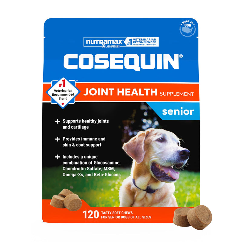 Nutramax Cosequin for Senior Dogs Joint Health Supplement, Contains Glucosamine, Chondroitin, MSM, Omega-3s and Beta-Glucan, Supports Joint, Skin and Coat, Immune Health, Soft Chews, 120 Count 120 ct