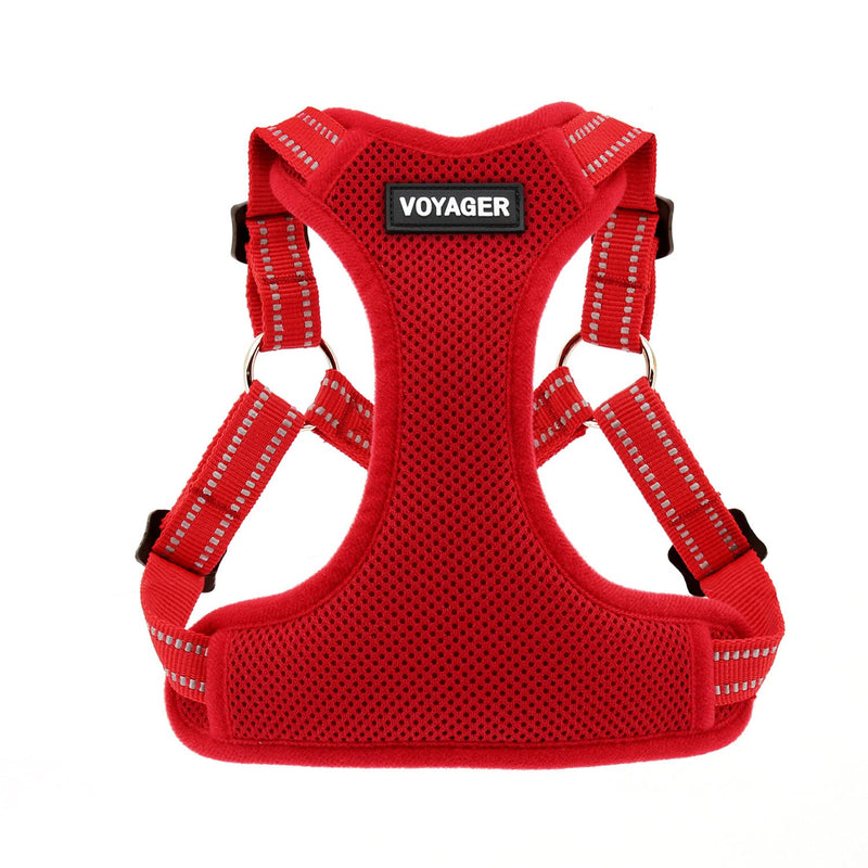 Best Pet Supplies Voyager Adjustable Dog Harness with Reflective Stripes for Walking, Jogging, Heavy-Duty Full Body No Pull Vest with Leash D-Ring, Breathable All-Weather - Harness (Red), M Harness ONLY (Red) M (Chest: 17 - 21") - BeesActive Australia