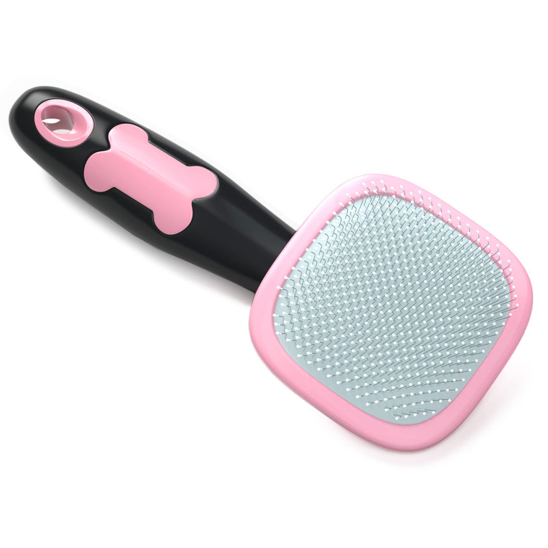 Glendan Dog Brush & Cat Brush- Slicker Pet Grooming Brush- Shedding Grooming Tools(Pink) Small Pink - BeesActive Australia