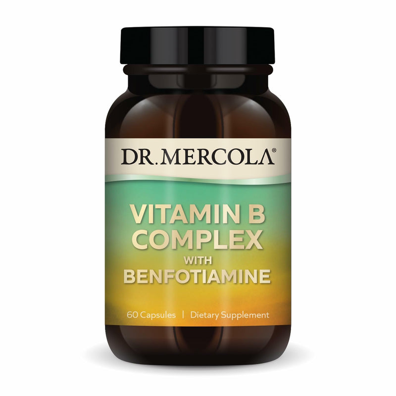 Dr. Mercola Vitamin B Complex with Benfotiamine, 60 Capsules (30 Servings) | Supports Cellular, Brain, and Immune Health, All 8 B Vitamins with Benfotiamine, Non-GMO, Gluten-Free, and Soy-Free 60 Count (Pack of 1)