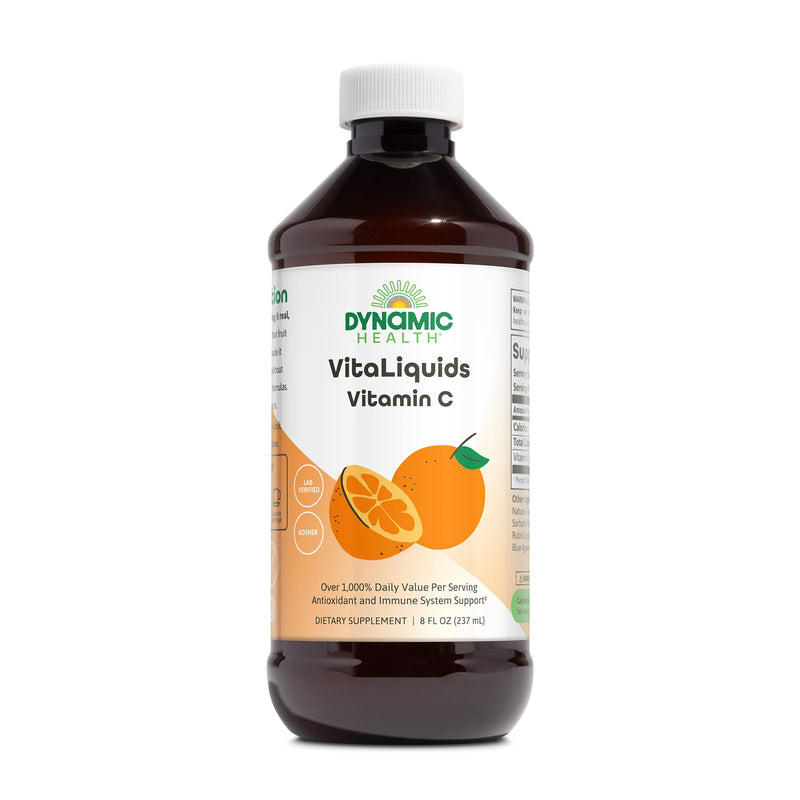 Dynamic Health VitaLiquids Vitamin C 1000mg - Liquid Vitamin C Supplement with Rose Hips and Citrus Bioflavonoids - Antioxidant Rich Immune Support Supplement, Kosher, Lab Verified, 15 Servings, 8oz | 1000 mg per Serving, Liquid Supplement for Men and ...