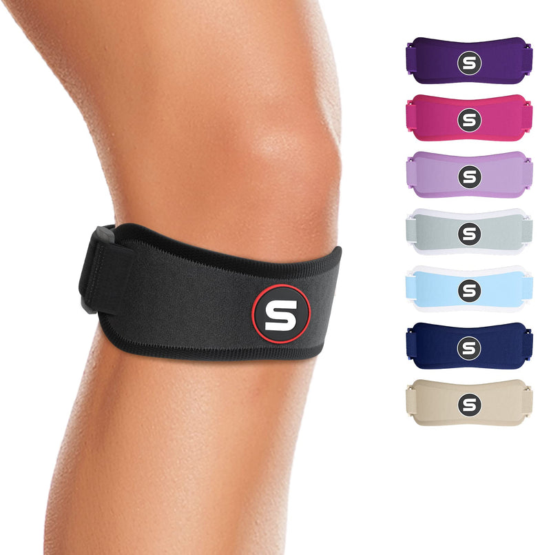 Sleeve Stars Patellar Tendon Support Strap Osgood Schlatter Knee Brace for Kids, Youth, Women & Men w/ 3 Lengths, Swedish Brand Patella Knee Strap Support Band for Arthritis, Tendonitis & Pain (Black) One Size Black 1 - BeesActive Australia