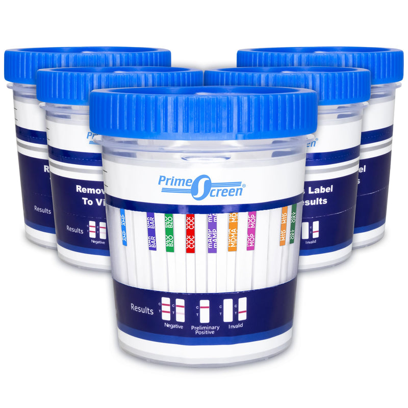 Prime Screen 12 Panel Drug Test Kit - Instant Urine Testing Marijuana(THC),AMP,BAR,BZO,COC,mAMP,MDMA,MOP/OPI 300 Cut-Off Level,MTD,OXY,PCP,TCA -TDOA-7125 [5 Pack] - BeesActive Australia